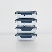 Set Aufbewahrungsdosen blau, Lunchbox Glas, Borosilikat Glasbehälter 1