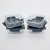 Set Aufbewahrungsdosen blau, Lunchbox Glas, Borosilikat Glasbehälter 2