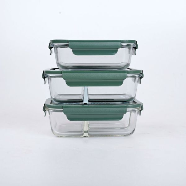 Set Aufbewahrungsdosen blau, Lunchbox Glas, Borosilikat Glasbehälter