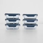 Set Aufbewahrungsdosen blau, Lunchbox Glas, Borosilikat Glasbehälter 1