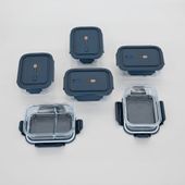 Set Aufbewahrungsdosen blau, Lunchbox Glas, Borosilikat Glasbehälter 3