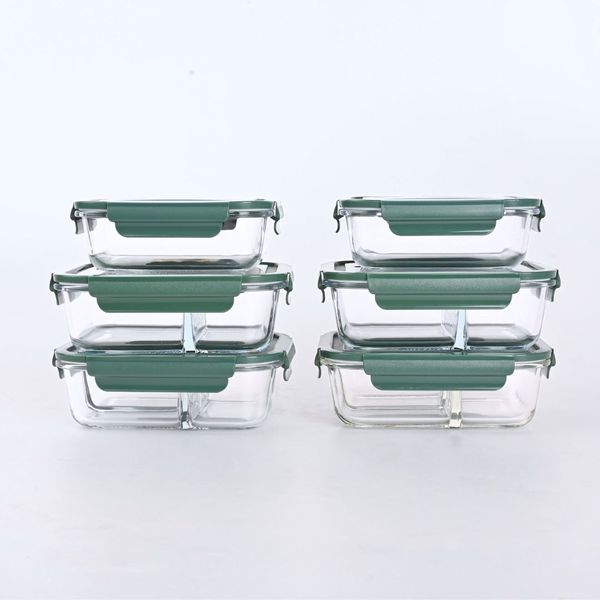 Set Aufbewahrungsdosen blau, Lunchbox Glas, Borosilikat Glasbehälter
