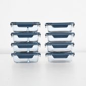 Set Aufbewahrungsdosen blau, Lunchbox Glas, Borosilikat Glasbehälter 1