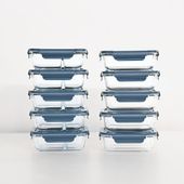 Set Aufbewahrungsdosen blau, Lunchbox Glas, Borosilikat Glasbehälter 1