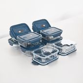 Set Aufbewahrungsdosen blau, Lunchbox Glas, Borosilikat Glasbehälter 2