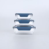 Set Aufbewahrungsdosen blau, Lunchbox Glas, Borosilikat Glasbehälter 1