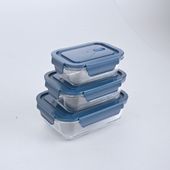 Set Aufbewahrungsdosen blau, Lunchbox Glas, Borosilikat Glasbehälter 2