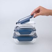 Set Aufbewahrungsdosen blau, Lunchbox Glas, Borosilikat Glasbehälter 3