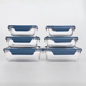 Set Aufbewahrungsdosen blau, Lunchbox Glas, Borosilikat Glasbehälter 1