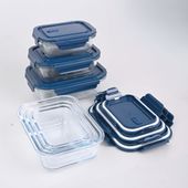 Set Aufbewahrungsdosen blau, Lunchbox Glas, Borosilikat Glasbehälter 2
