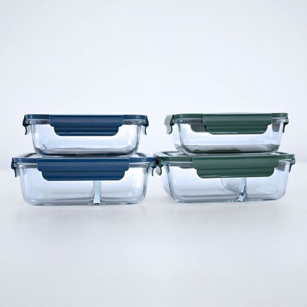 Set Aufbewahrungsdosen, Lunchbox Glas, Borosilikat Glasbehälter