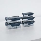 Set Aufbewahrungsdosen Blau, Lunchbox Glas, Borosilikat Glasbehälter 1