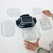 Set Aufbewahrungsdosen Blau, Lunchbox Glas, Borosilikat Glasbehälter 3