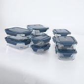 Set Aufbewahrungsdosen Blau, Lunchbox Glas, Borosilikat Glasbehälter 3