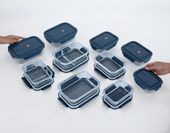 Set Aufbewahrungsdosen Blau, Lunchbox Glas, Borosilikat Glasbehälter 2