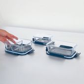 Set Aufbewahrungsdosen Blau, Lunchbox Glas, Borosilikat Glasbehälter 2