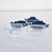 Set Aufbewahrungsdosen Blau, Lunchbox Glas, Borosilikat Glasbehälter 3