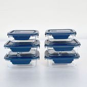 Set Aufbewahrungsdosen Blau, Lunchbox Glas, Borosilikat Glasbehälter 1