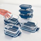 Set Aufbewahrungsdosen Blau, Lunchbox Glas, Borosilikat Glasbehälter 2