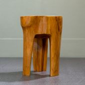 wohnfreuden Teakholz Hocker rund 40 cm lasiert