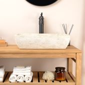 wohnfreuden Marmor Steinwaschbecken MARA 50 cm creme rechteckig