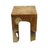 wohnfreuden Teakholz Hocker ca. 29x40 cm 4eckig - geschliffen