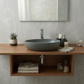 wohnfreuden Marmor Steinwaschbecken Mara 50 cm grau val