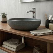 wohnfreuden Marmor Steinwaschbecken Mara 50 cm grau val