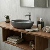 wohnfreuden Marmor Steinwaschbecken Mara 50 cm grau val