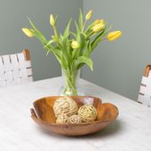 wohnfreuden Teak Holz Schale 30 - 35 cm lasiert