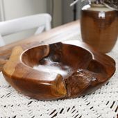 WOHNFREUDEN Teakholz Dekoschale massiv lasiert ca 35 cm Holz rustikal Obstschale