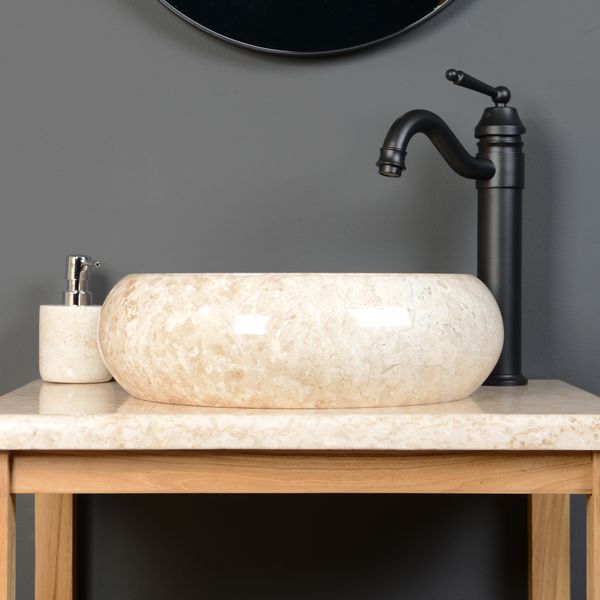 wohnfreuden Marmor - Waschbecken ASBAK 40 cm - creme