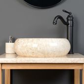 wohnfreuden Marmor - Waschbecken ASBAK 40 cm - creme