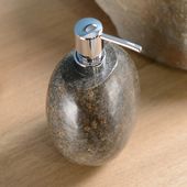 wohnfreuden Flussstein Seifenspender Naturstein 15cm natur poliert Lotionspender