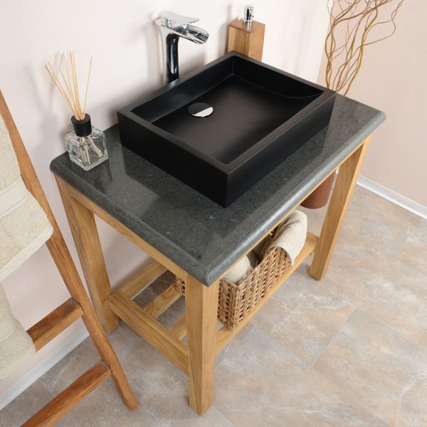 wohnfreuden Naturstein Waschtisch-Platte grau poliert 80x53x3 cm