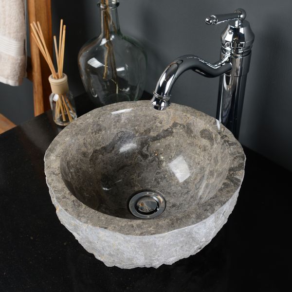 Erosi Marmor Waschbecken 30 cm grau