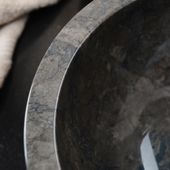 WOHNFREUDEN Marmor Naturstein Waschbecken MINIJAYA 30 cm rund schwarz Gäste WC