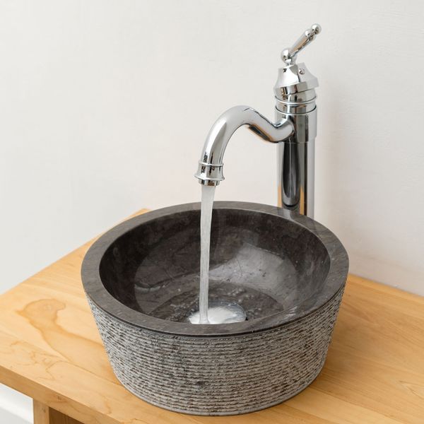 wohnfreuden Marmor - Waschbecken MINIJAYA 30 cm schwarz gehämmert