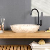 wohnfreuden Marmor-Waschbecken MARA oval poliert creme 50 cm