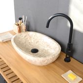 wohnfreuden Marmor-Waschbecken MARA oval poliert creme 50 cm
