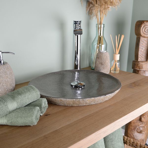 Naturstein Waschbecken 50 cm extra flach