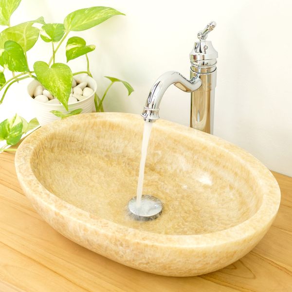 wohnfreuden Onyxmarmor Waschbecken MARA oval poliert 50x35x12 cm