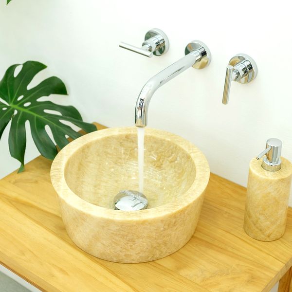 wohnfreuden Onyxmarmor Waschbecken MINIJAYA 30 cm poliert
