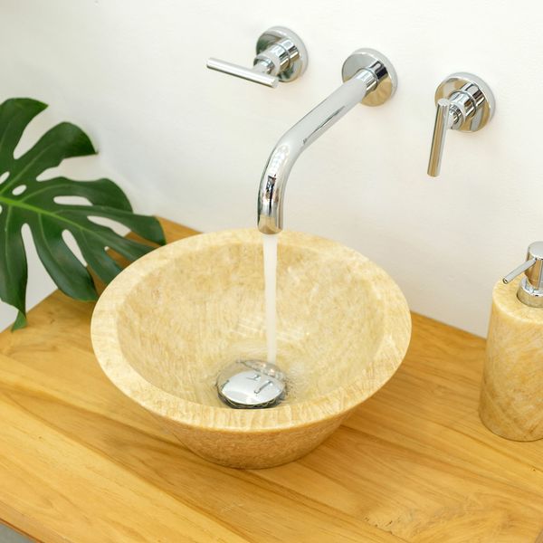 wohnfreuden Onyxmarmor Waschbecken TOWER 30 cm poliert