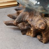 wohnfreuden Teak Holz Deko Wurzel mit Glas Gr. XL 45-55 cm