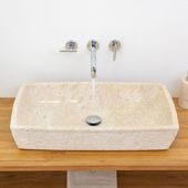 wohnfreuden Marmor Waschbecken MARA 70 cm creme eckig
