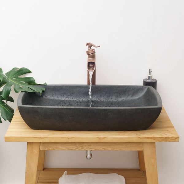 Marmor Waschbecken MARA 70 cm poliert dunkelgrau