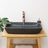 Marmor-Waschbecken Naturstein dunkelgrau groß 70 cm kaufen 1