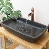 Marmor-Waschbecken Naturstein dunkelgrau groß 70 cm kaufen 2