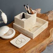 wohnfreuden Naturstein Marmor Seifenschale Ablage Zen ohne Loch creme 12x9x2 cm